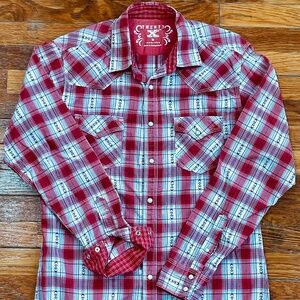 Wrangler 20X Red Plaid Western Shirt